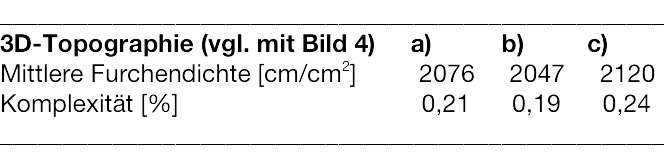 Tabelle 3. Komplexe Rauheitsparameter der Bauteiloberfläche.